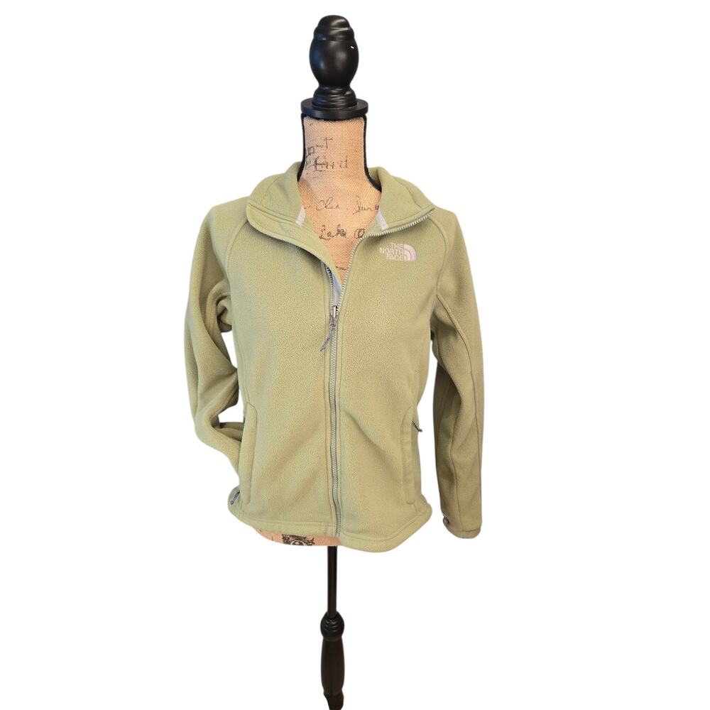 Sage green the north face zip up fleece, size small